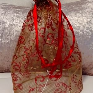 Gauzy Gold Red Bucket Bag
